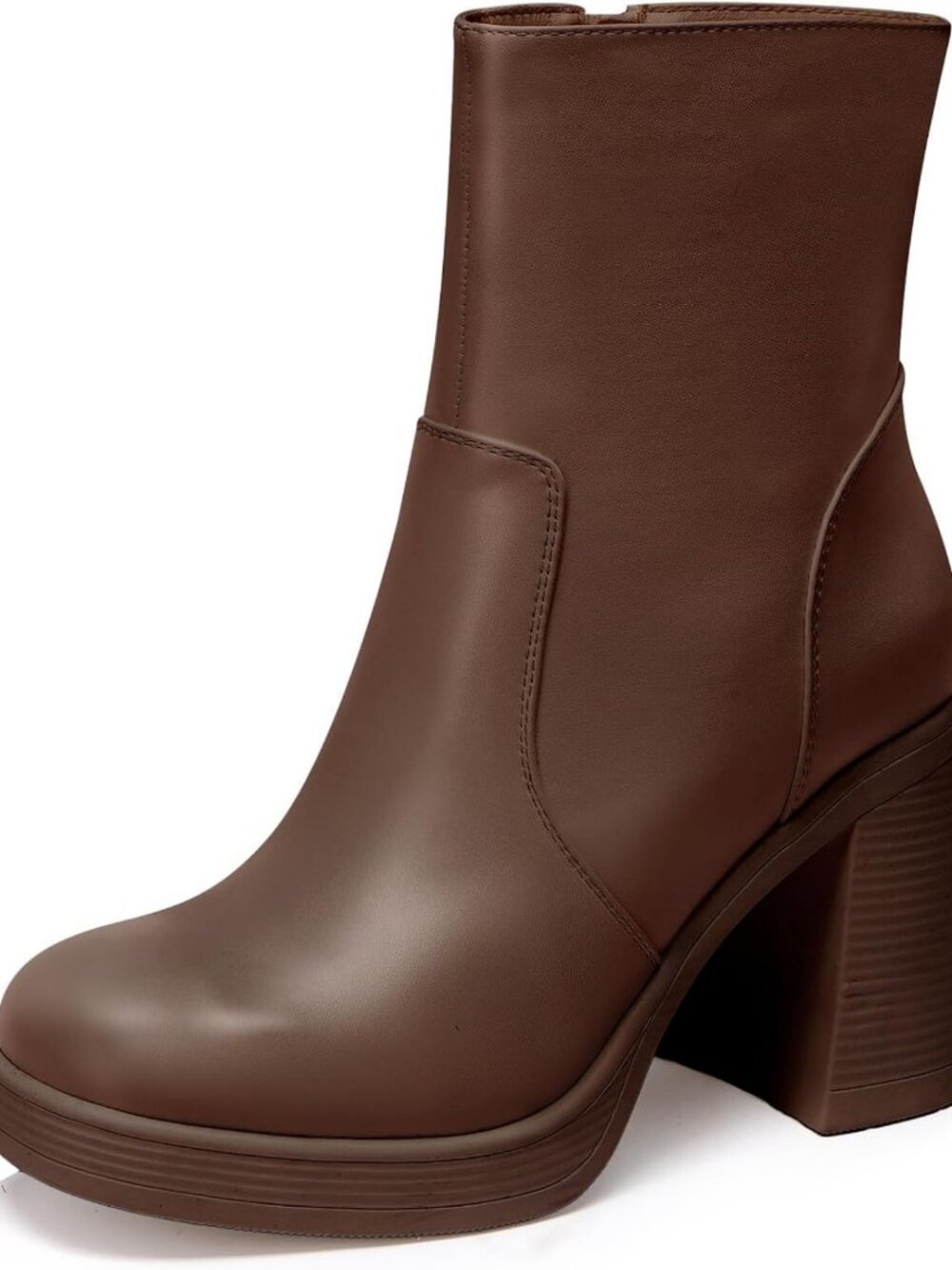 Stylish Women's Platform Ankle Boots, Zipper Closure, Square Toe, Chunky Heel
